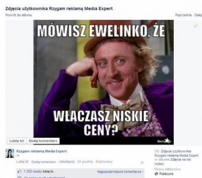 Internauci na ponad 10 anty fan page "Rzygam reklamą Media Expert" zamieszczają memy i parodie spotu 