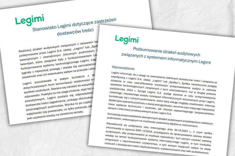 Zakończył się niezależny audyt Legimi. "Bez istotnego wpływu na kwoty"