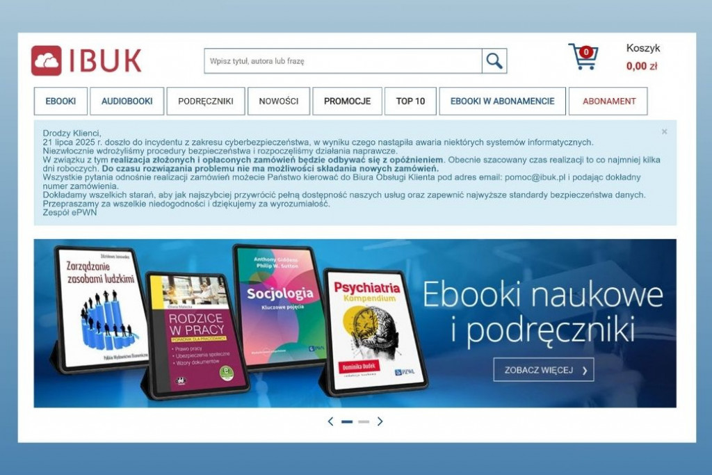 PWN szacuje straty po cyberataku. Przestały działać internetowe księgarnie