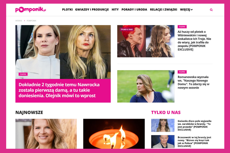 Pomponik przed Onetem i Pudelkiem w czołówce plotkarskich serwisów w lipcu