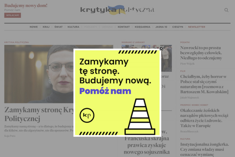"Krytyka Polityczna" na jeden dzień zamknęła swoją stronę internetową, teraz prosi czytelników o pomoc