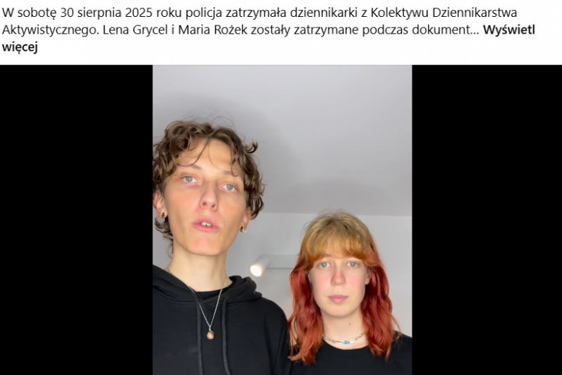 Autorki z Kolektywu Dziennikarstwa Aktywistycznego zatrzymane na 34 godziny za dokumentowanie protestu