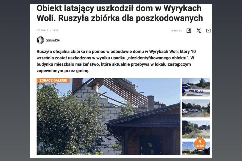 Grupa ZPR Media reaguje na zarzuty dotyczące zdjęcia domu po ataku rosyjskiego drona