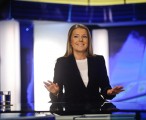 Małgorzata Wyszyńska w nowym studiu Wiadomości TVP. (fot. Marcin Obara)