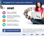 Onet zachęca użytkowników, aby logowali się na stronie poprzez swój profil z Facebooka.