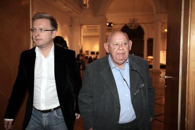 Jerzy Urban, Michał Tober (rzecznik rządu Leszka Millera)
fot. Karol Piechocki