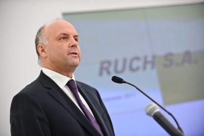 Prezentacja nowego formatu kiosku oraz loga podczas konferencji firmy Ruch SA. Wojciech Heydel - prezes spółki.
(fot. Marcin Obara)