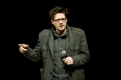 "Trójka do potęgi" - próba medialna urodzinowego spektaklu radiowej Trójki w Teatrze Syrena. (fot. Piotr Król)