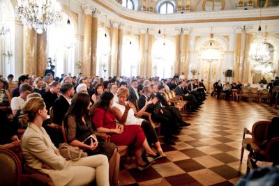 Gala finałowa X edycji Konkursu Izby Wydawców Prasy na Prasową Okładkę Roku GrandFront 2011 odbyła się na Zamku Królewskim w Warszawie. (fot. Paweł Frenczak