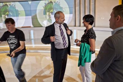 Transmisja z inauguracji studia olimpijskiego Londyn 2012 w TVP. (fot. Piotr Król)