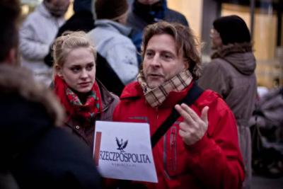 Pikieta przed redakcją "Rzeczpospolitej" (fot. Paweł Frenczak) 