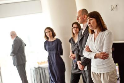 Otwarcie mieszkań pokazowych Jacka Żakowskiego, Gosi Baczyńskiej i Zbigniewa Bartmana w budynku Cosmopolitan. (fot. Marcin Obara)