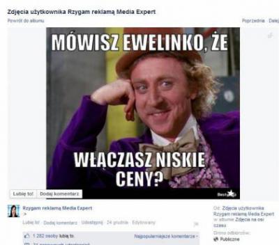Internauci na ponad 10 anty fan page "Rzygam reklamą Media Expert" zamieszczają memy i parodie spotu
